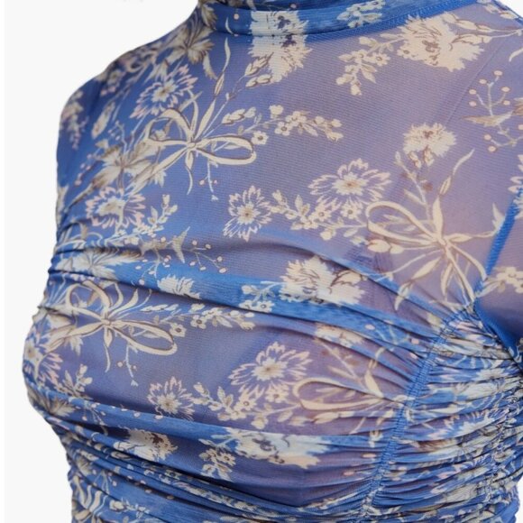 Free People Under It All Ruched Mesh Turtleneck Bodysuit Sz XS NWT $68 Boho - Picture 5 of 5